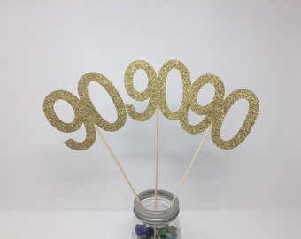 Set of 3 sticks, 90 Birthday Centerpiece, 90th  Anniversary, 90th Celebration, Centerpieces