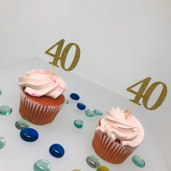 40th Birthday Cupcake Toppers, Birthday Decoration, 40th Birthday Decoration, Cupcake topper, 40 Anniversary, Class reunion