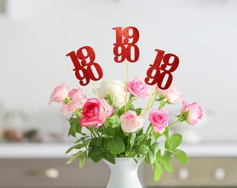 Set of 3 sticks 1990, Class Reunion Centerpiece, Class Reunion decoration, Class of 1990 decoration, Class Reunion items, Class of 1990