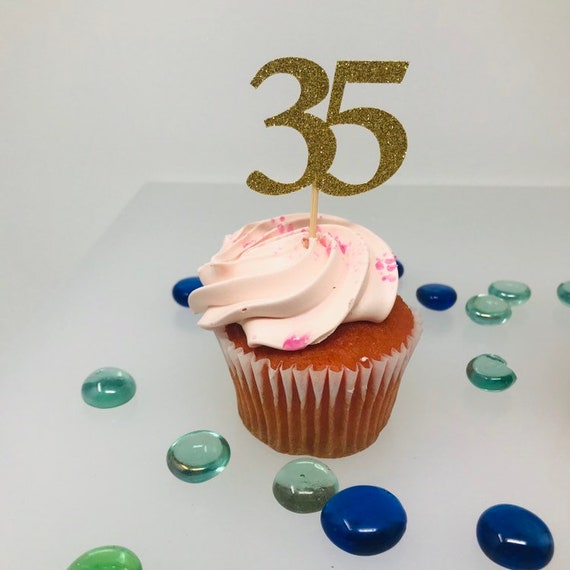 35th Birthday Cupcake Toppers, Birthday Decoration, 35th Birthday Decoration, Cupcake topper, 35 Anniversary, Class reunion, 35 cupcake