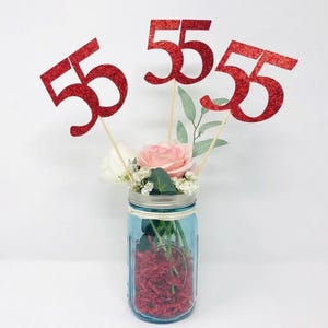 Birthday Centerpiece, 55th Anniversary, 55th Celebration, 55th Birthday decoration, 55th class reunion, Class of 1965, 55th Caketopper