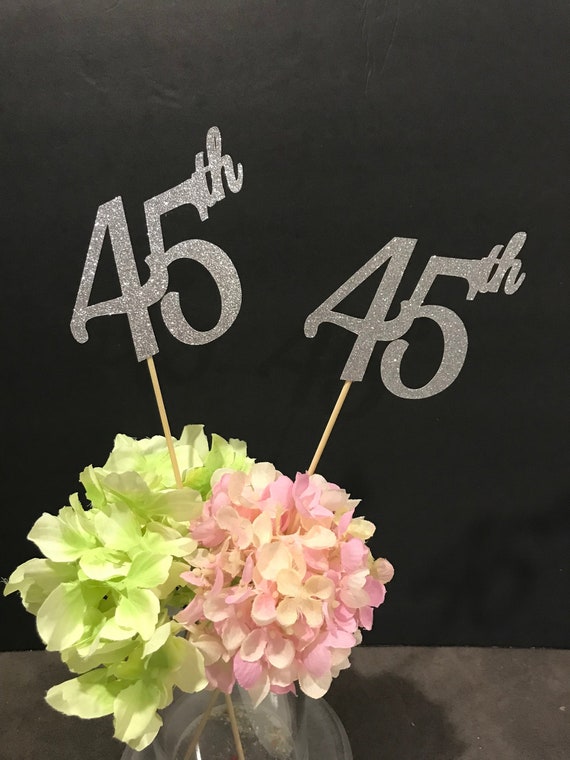 Set of 3 sticks, Birthday Centerpiece, 45th Anniversary, 45th Celebration, Centerpieces, 45 Birthday Decoration, 45th Reunion