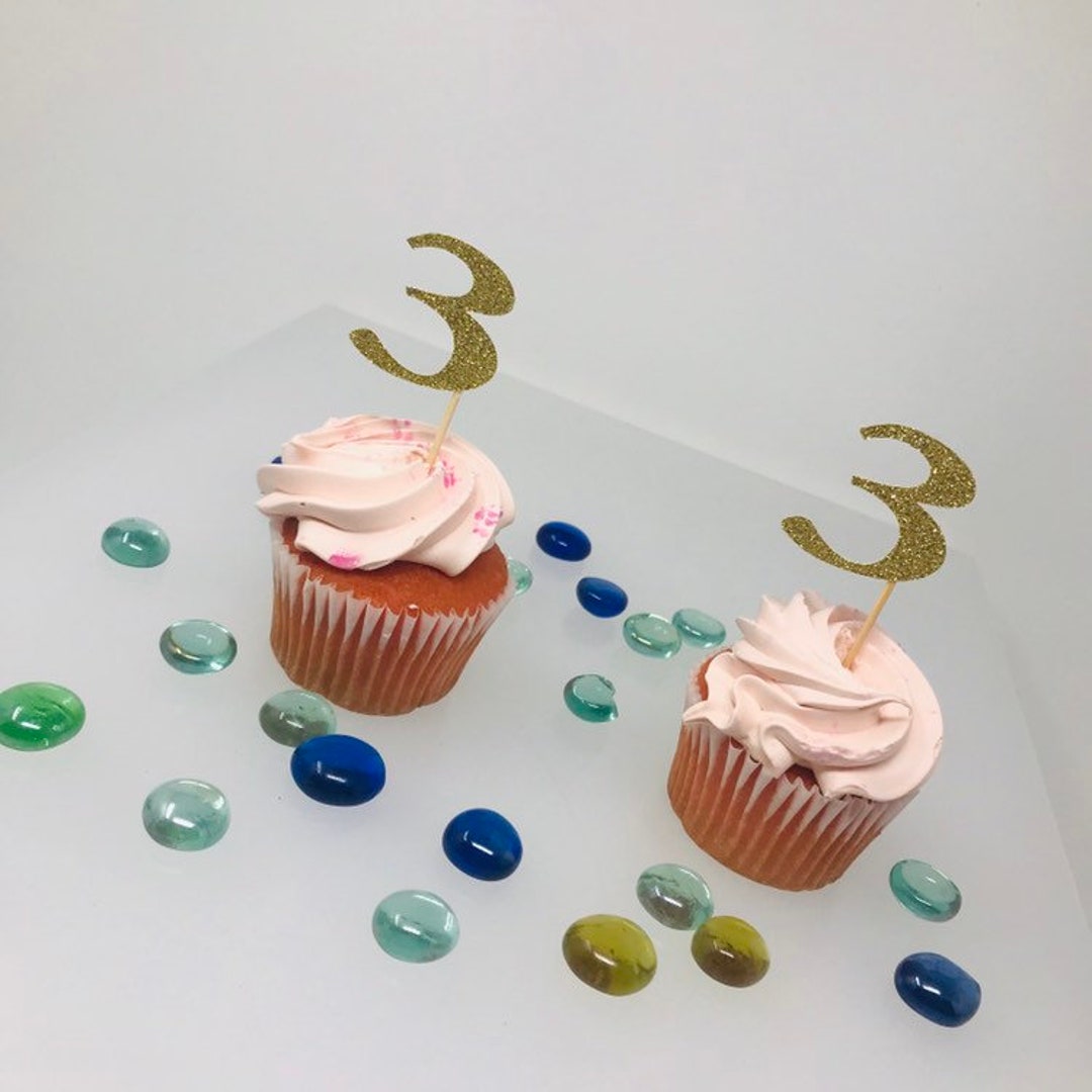 3rd Birthday Cupcake Toppers, Birthday Decoration, 3rd Birthday Decoration, Cupcake Topper, 3rd