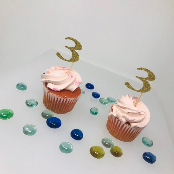 3rd Birthday Cupcake Toppers, Birthday Decoration, 3rd Birthday Decoration, Cupcake topper, 3rd Anniversary, number 3, Three years topper