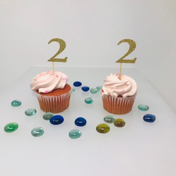 2nd Birthday Cupcake Toppers, Birthday Decoration, 2nd Birthday Decoration, Cupcake topper, 2 Anniversary, number 2, Two years topper