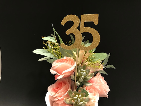 35th Birthday decoration, 35th Birthday Centerpiece Sticks, Glitter 35th Birthday Decoration, 35th Birthday Table, Age sticks, Anniversary