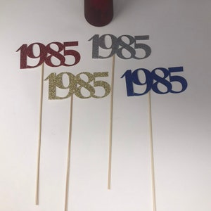Set of 3 sticks, 1985 Class Reunion Centerpiece, 35 years class Anniversary, 35th Celebration, Centerpieces, Class Reunion Decoration