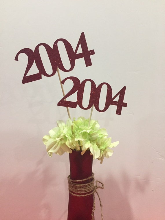 Set of 3 sticks, 2004 Class Reunion Centerpiece, 15 years class Anniversary, 15th Celebration, Class Reunion Decoration