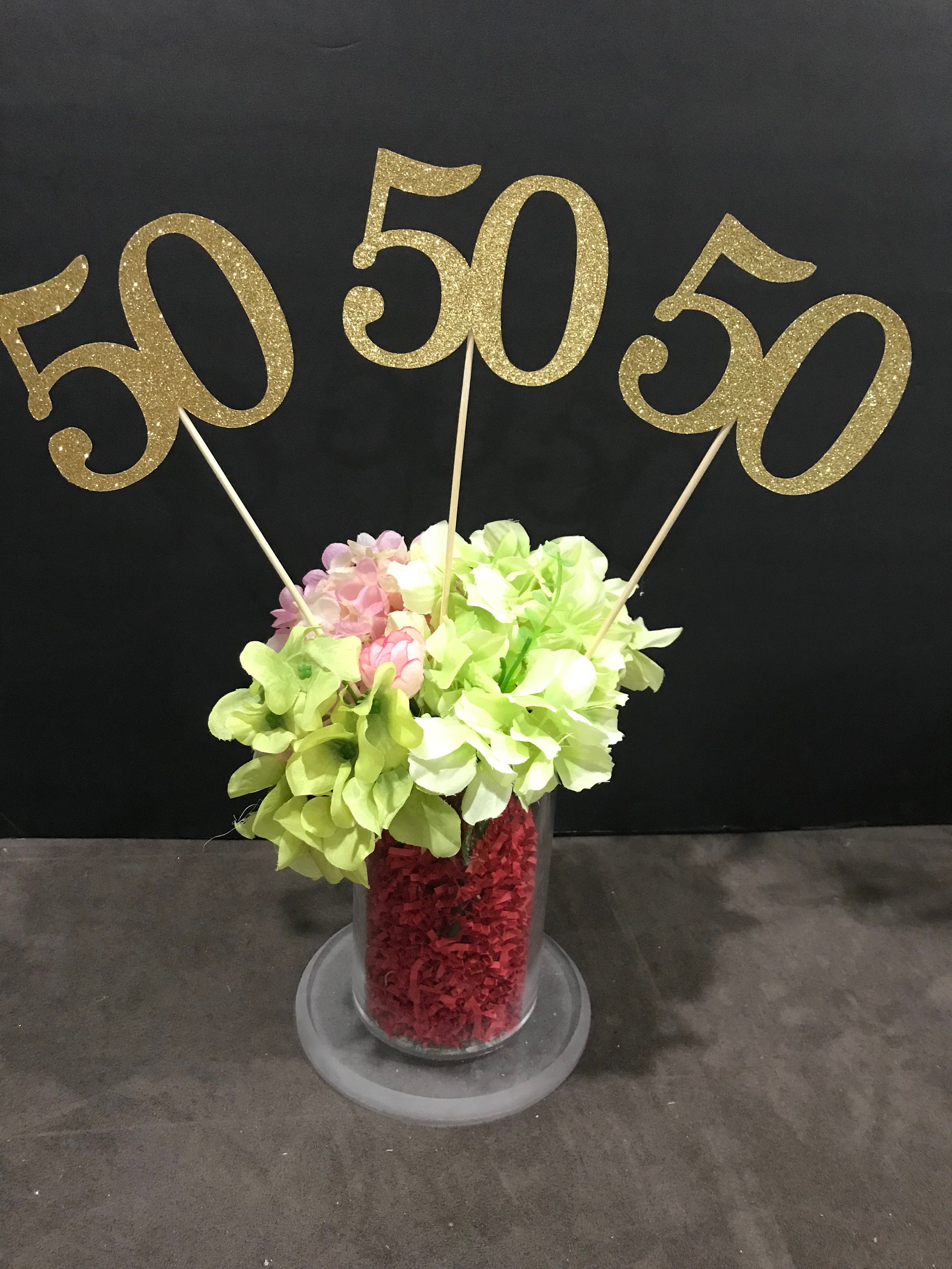 SET Of THREE 50 Birthday Centerpiece 50th Anniversary 50th 