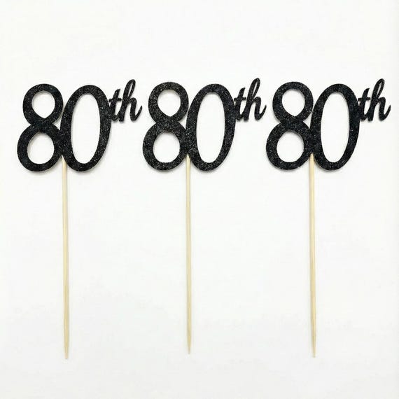 Set of 3 80th Centerpiece sticks