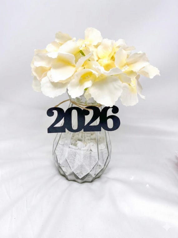 Set of 6 2026 tags, Graduation party decorations,  2026 cutout, glitter Paper Die Cut, 2026 glitter decoration, Graduation party.