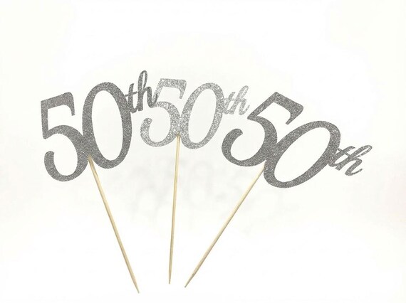 Set of 3 sticks, Birthday Centerpiece, 50th Anniversary, 50th Celebration, Centerpieces, 50's Birthday Decoration