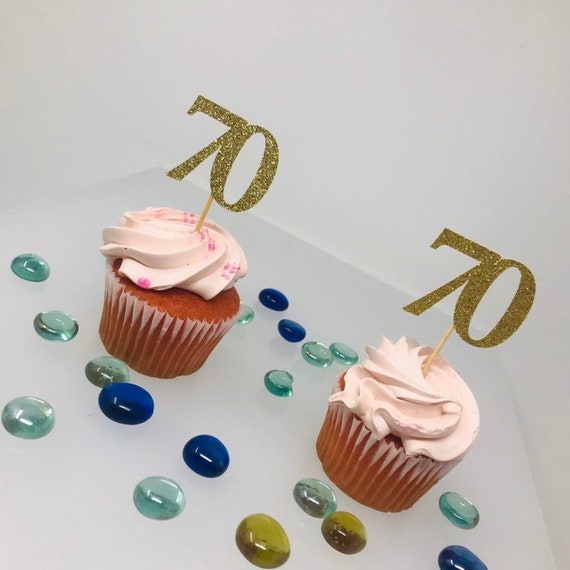 70th Birthday Cupcake Toppers, Birthday Decoration, 70 cupcake toppers, Cupcake topper, anniversary topper, class of "70