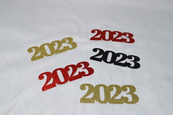 Set of 6, Graduation party decorations, 2023 cutout, 4" glitter Paper Die Cut, 2023 glitter decoration, Graduation party - Prom 2023