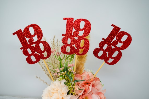 Set of 3 sticks, 1989 Class Reunion Centerpiece, 35 years class Anniversary, 35th Celebration, Centerpieces, Class Reunion Decoration, 1989