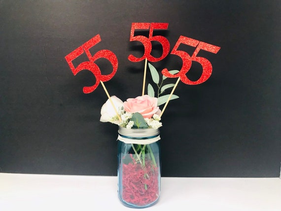 Birthday Centerpiece, 55th Anniversary, 55th Celebration, 55th Birthday decoration, 55th class reunion, Class of 1965, 55th Caketopper