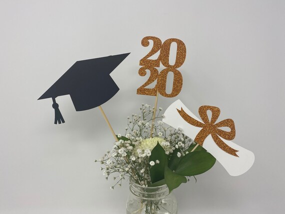 Graduation Decoration 2021, Graduation Centerpiece, Grad, Cap, Diploma, 2021 graduation decoration, Orange graduation decor, Class of 2021