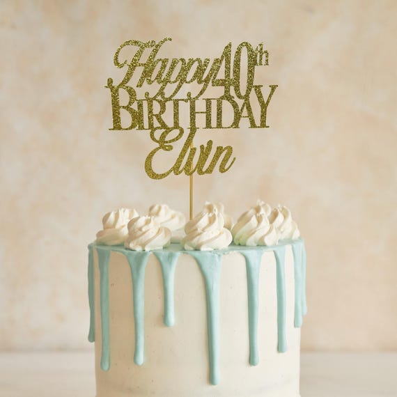 Happy 40th Birthday Cake Topper, Any number, Personalized cake topper, Circle Birthday Topper, Birthday Cake, Cake Topper, 40th Birthday