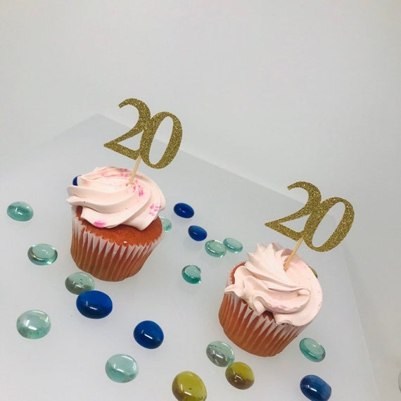 20th Birthday Cupcake Toppers, Birthday Decoration, 20th Birthday Decoration, Cupcake topper, 20 Anniversary, Class reunion, 20 cupcake