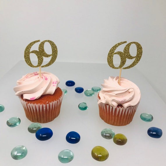 69th Birthday Cupcake Toppers, Birthday Decoration, 69 cupcake toppers, Cupcake topper, anniversary topper, class of "69