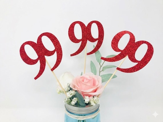 Birthday Centerpiece, 99th Anniversary, 99th Celebration, 99th Birthday decoration, 99th Caketopper, 99 Years Old decoration, Number 99