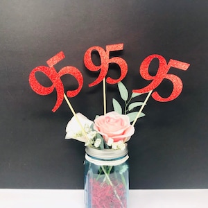 Birthday Centerpiece, 95th Anniversary, 95th Celebration, 95th Birthday decoration, 95th Caketopper, 95 Years Old decoration, Number 95