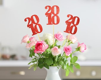 Set of 3 sticks 2010, Class Reunion Centerpiece, Class Reunion decoration, Class of 2010 decoration, Class Reunion items, Class of 2010