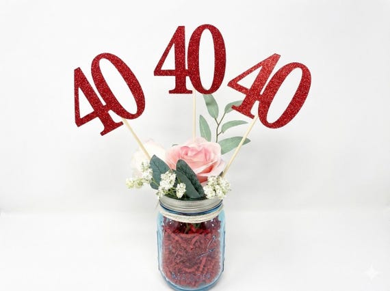 Birthday Centerpiece, 40th Anniversary, 40th Celebration, 40th Birthday decoration, 40th class reunion, Class of 1980, 40th Caketopper