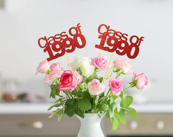 Set of 3 Class of 1990, 1990 Class Reunion Centerpiece, Class of 1990 decorations, Class Reunion 1990 props, ANY YEAR, 35th Class Reunion