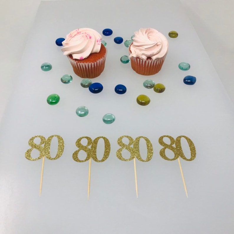 80th Birthday Cupcake Toppers Birthday Decoration 80 Cupcake Etsy