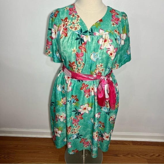 Vintage 80's Anthony Richards Green Floral Housed… - image 3