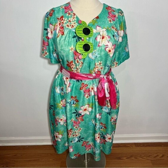 Vintage 80's Anthony Richards Green Floral Housed… - image 2