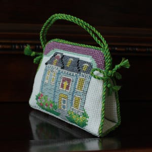 A Tiny Purse Pincushion – Handmade Cross-Stitched Sewing Accessory, Unique Gift for Crafters, Custom Color Pin cushion