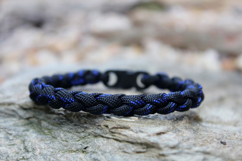 Thin Blue Line 550 Paracord Survival Round Braid Bracelet Etsy