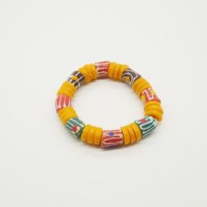 AGBA Authentic African Mix Elastic bracelet beads, Handmade, from Recycled Glass, Vegan