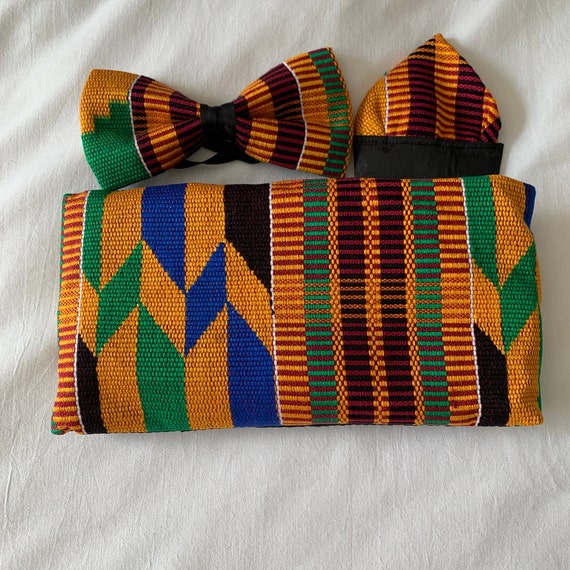 Ngor African Handmade Genuine Kente Adjustable Cummerbund Bow Etsy