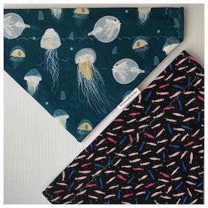 Undersea At Night Reversible Over the Collar Dog Bandana