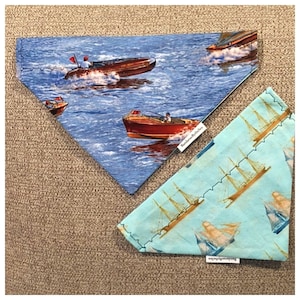 Classic Boats Reversible Over the Collar Dog Bandana