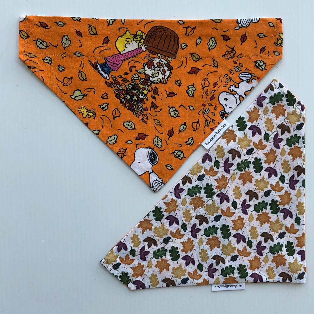 Snoopy Rakes Leaves Reversible Overthecollar Dog Bandana - Etsy