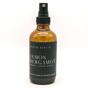 Lemon Bergamot -Scented Spray | 4 oz Amber Bottle | Room and Linen Spray |  Home Fragrance | Luxury Signature Scent | Handmade in Texas
