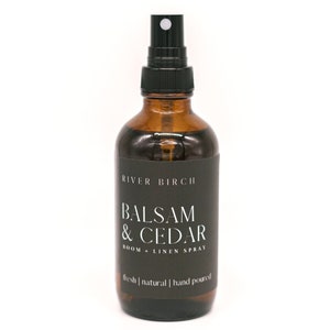 Balsam & Cedar-Scented Room Spray | 4 oz Amber Bottle | Room and Linen Spray |  Home Fragrance | Luxury Signature Scent | Handmade in Texas