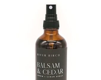 4 uncje Balsam & Cedar Room Spray: Ręcznie robiony zapach do domu w bursztynowej butelce
