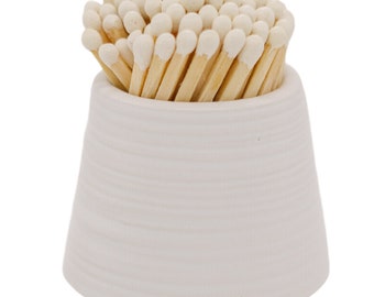 White Ceramic Match Holder with Striker on Bottom- Matches Not included