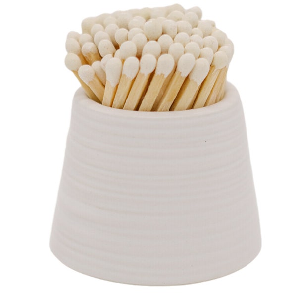 White Ceramic Match Holder with Striker on Bottom- Matches Not included