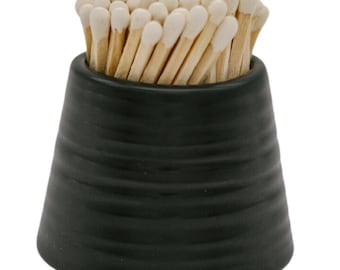 Black Ceramic Match Holder with Striker on Bottom- Matches Not included