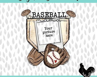 Baseball Mama Polaroid Sublimation PNG Baseball Mama Bild Design Niedliche maßgeschneiderte Baseball Mom Sublimation PNG DTF Design Baseball Mom
