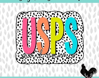 USPS Postal Worker Bright Neon Postal Worker Sublimation DTF PNG Dalmatian Print Neon Bright Black and White Print usps Postal Worker png