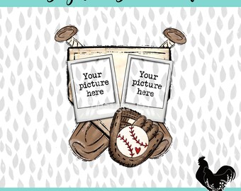 Baseball Mama Polaroid Frame Sublimation PNG Baseball Dad Picture Design Cute Customized Baseball Dad Grandma Sublimation PNG DTF Design