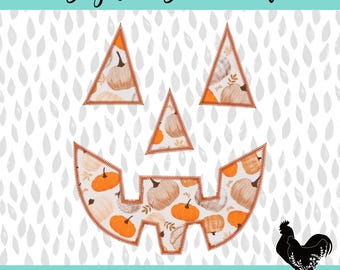 Zig Zag Jack O Lantern Embroidery File Zig Zag Stitch Halloween Embroidery Applique Design