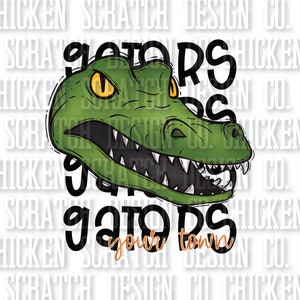 CUSTOM Gators Town Mascot School Spirit Sublimation DTF PNG Digital Download Doodle Mascot School Spirit Design School Sublimation Design